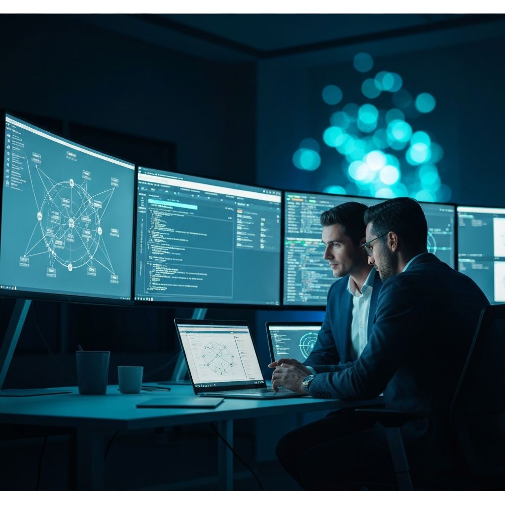 PPR Smart System engineers collaborating in a modern IT operations center with network dashboards
